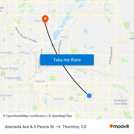 Alameda Ave & S Peoria St to Thornton, CO map