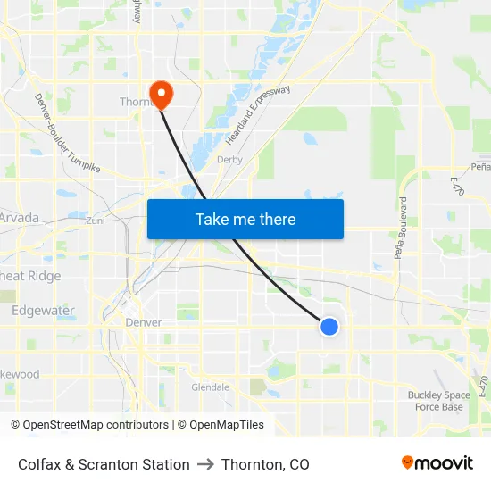 Colfax & Scranton Station to Thornton, CO map