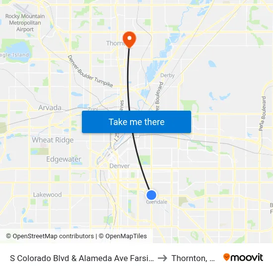 S Colorado Blvd & Alameda Ave Farside to Thornton, CO map