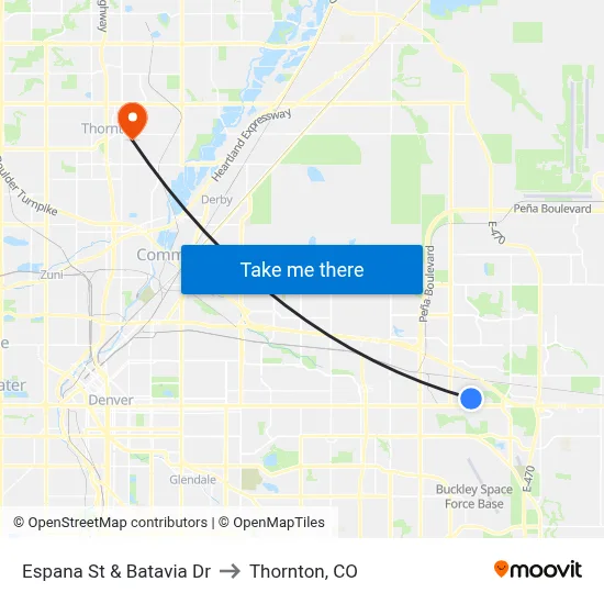 Espana St & Batavia Dr to Thornton, CO map
