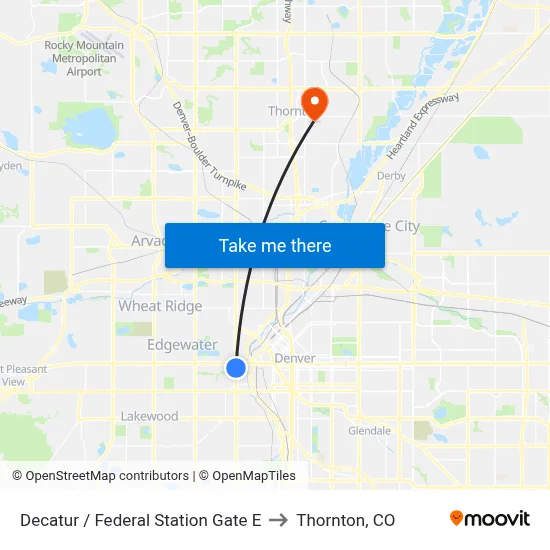 Decatur / Federal Station Gate E to Thornton, CO map