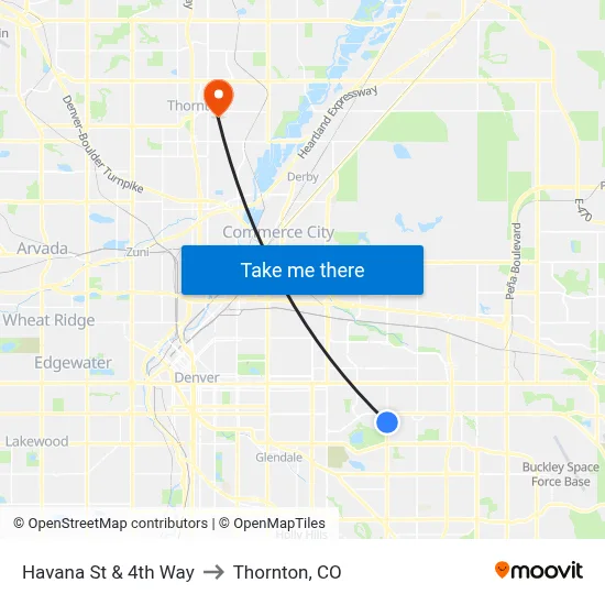 Havana St & 4th Way to Thornton, CO map