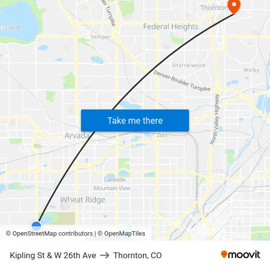 Kipling St & W 26th Ave to Thornton, CO map