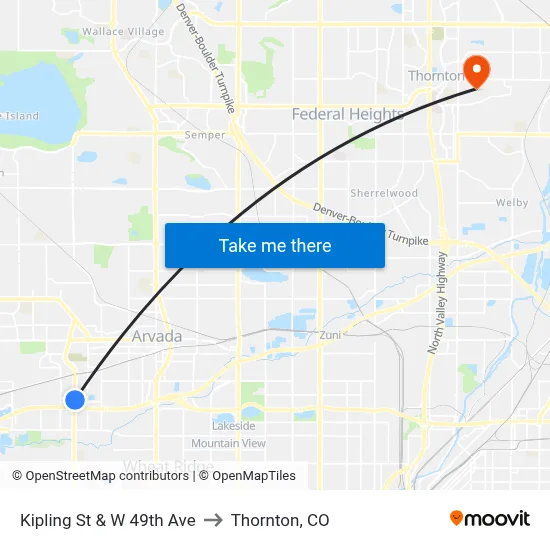 Kipling St & W 49th Ave to Thornton, CO map