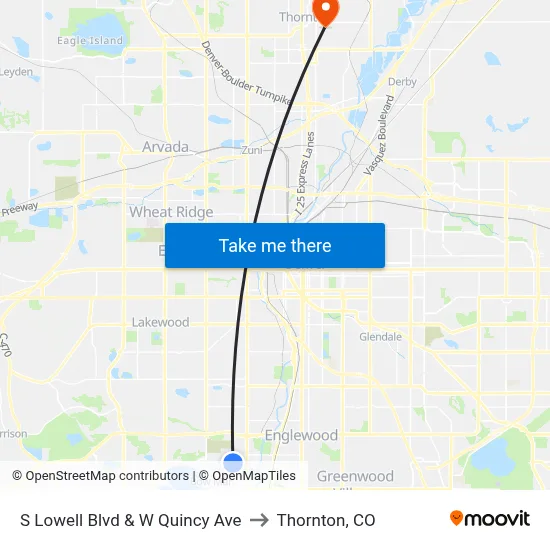 S Lowell Blvd & W Quincy Ave to Thornton, CO map