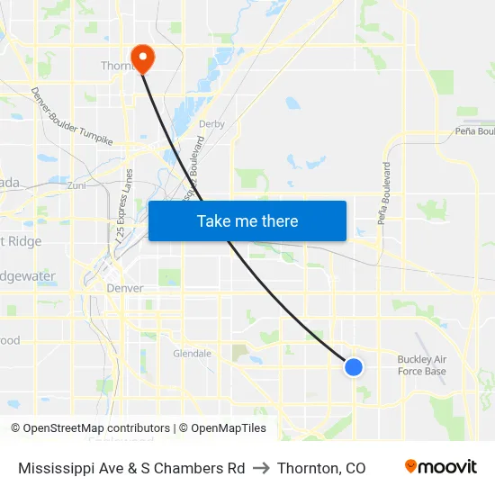 Mississippi Ave & S Chambers Rd to Thornton, CO map