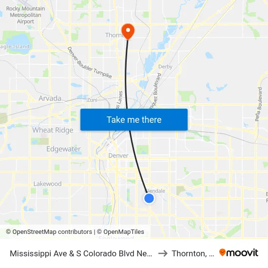 Mississippi Ave & S Colorado Blvd Nearside to Thornton, CO map