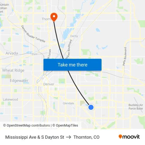 Mississippi Ave & S Dayton St to Thornton, CO map
