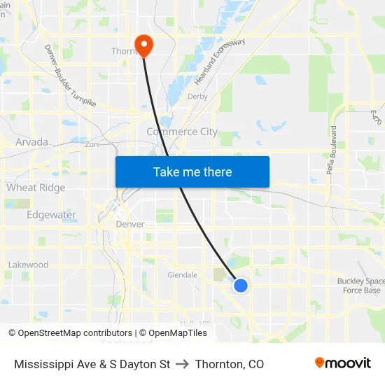 Mississippi Ave & S Dayton St to Thornton, CO map