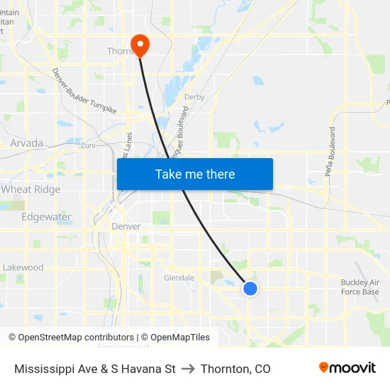 Mississippi Ave & S Havana St to Thornton, CO map