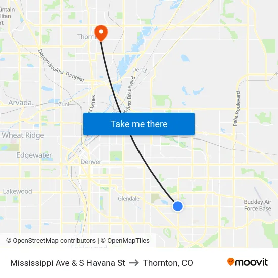 Mississippi Ave & S Havana St to Thornton, CO map