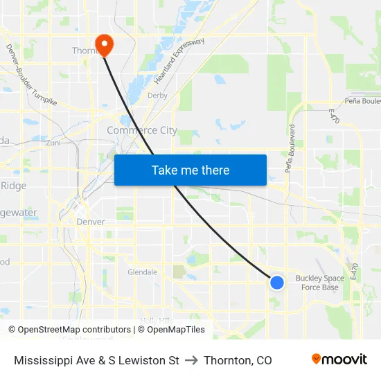 Mississippi Ave & S Lewiston St to Thornton, CO map
