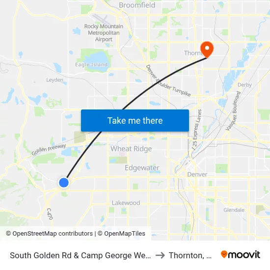 South Golden Rd & Camp George West to Thornton, CO map