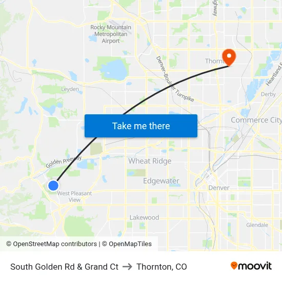 South Golden Rd & Grand Ct to Thornton, CO map