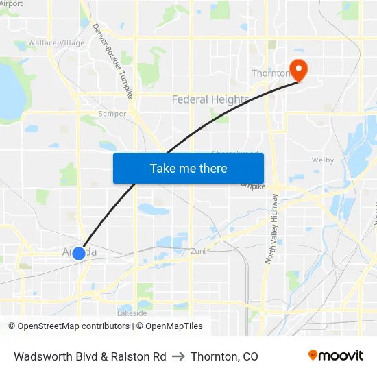 Wadsworth Blvd & Ralston Rd to Thornton, CO map