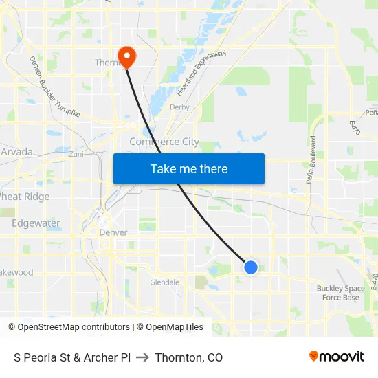 S Peoria St & Archer Pl to Thornton, CO map