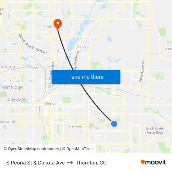 S Peoria St & Dakota Ave to Thornton, CO map