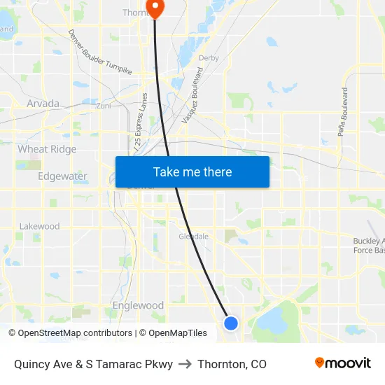 Quincy Ave & S Tamarac Pkwy to Thornton, CO map