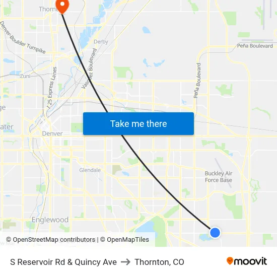 S Reservoir Rd & Quincy Ave to Thornton, CO map