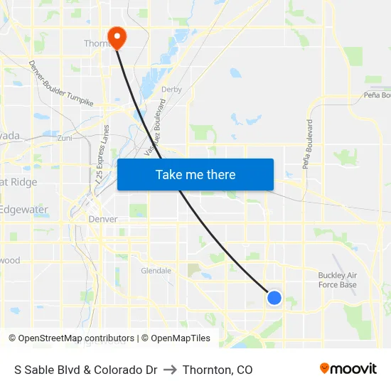 S Sable Blvd & Colorado Dr to Thornton, CO map