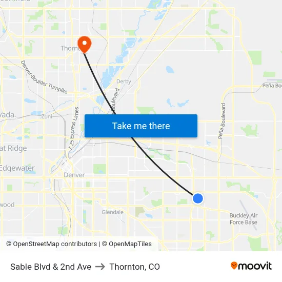 Sable Blvd & 2nd Ave to Thornton, CO map