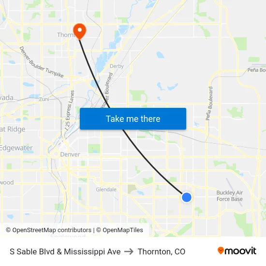 S Sable Blvd & Mississippi Ave to Thornton, CO map