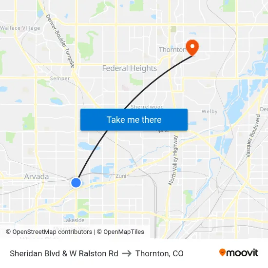 Sheridan Blvd & W Ralston Rd to Thornton, CO map