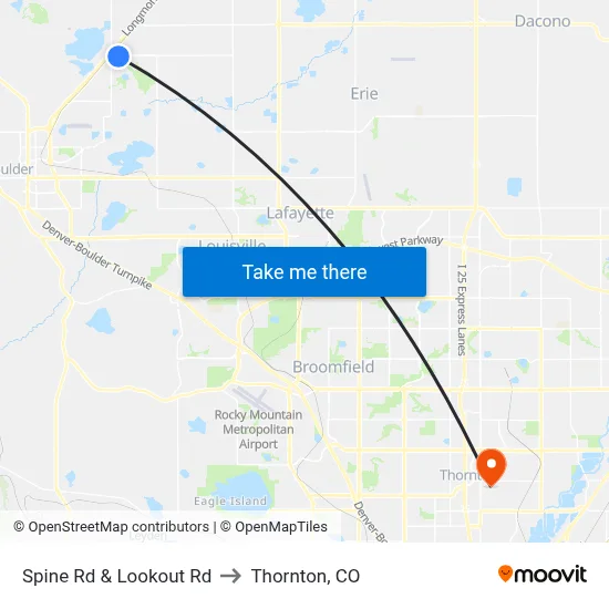 Spine Rd & Lookout Rd to Thornton, CO map