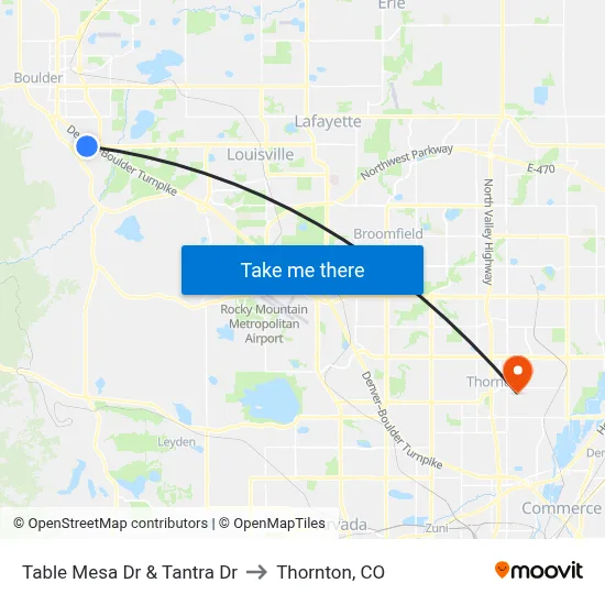 Table Mesa Dr & Tantra Dr to Thornton, CO map