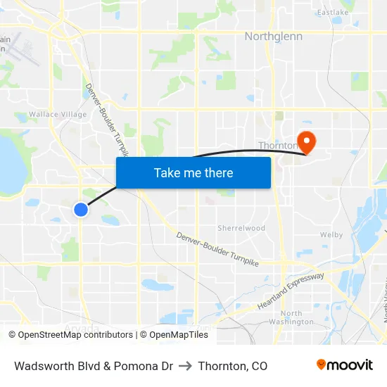 Wadsworth Blvd & Pomona Dr to Thornton, CO map