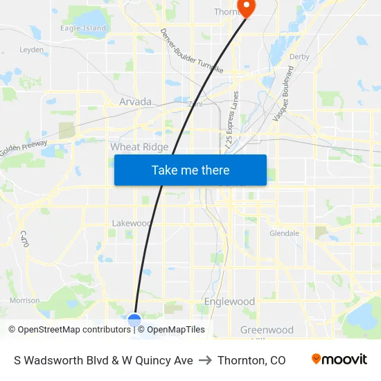 S Wadsworth Blvd & W Quincy Ave to Thornton, CO map