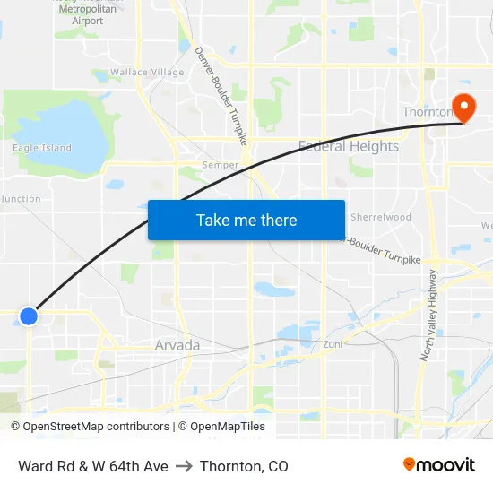 Ward Rd & W 64th Ave to Thornton, CO map