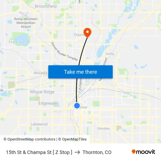 15th St & Champa St [ Z Stop ] to Thornton, CO map
