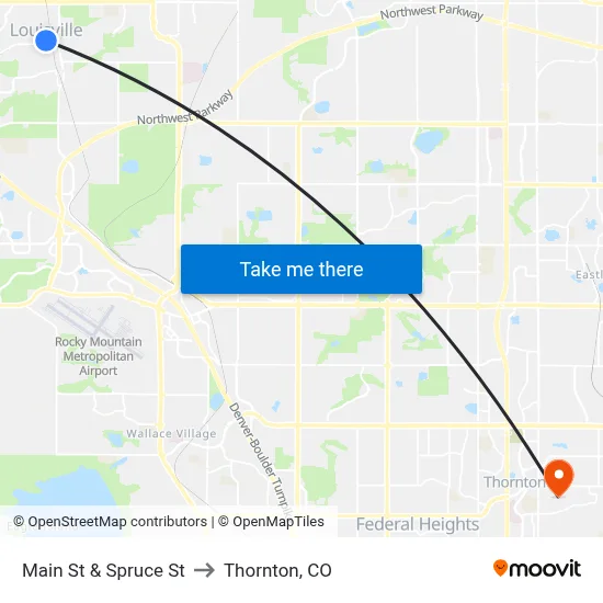 Main St & Spruce St to Thornton, CO map