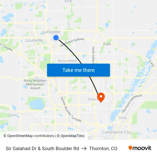 Sir Galahad Dr & South Boulder Rd to Thornton, CO map
