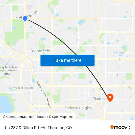 Us 287 & Dillon Rd to Thornton, CO map