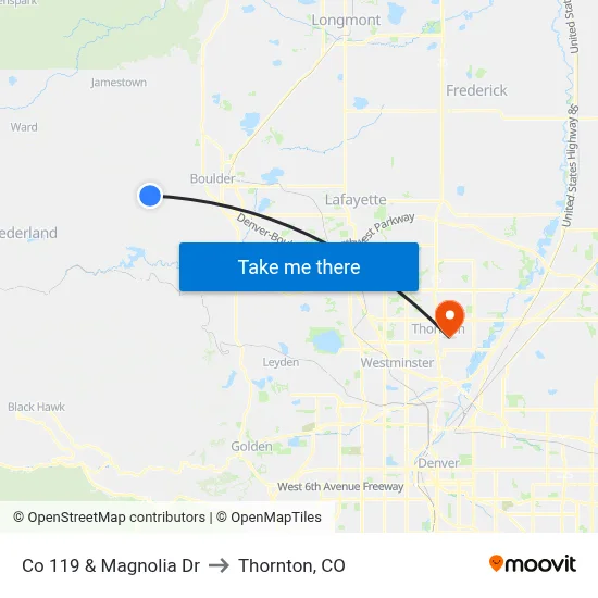 Co 119 & Magnolia Dr to Thornton, CO map