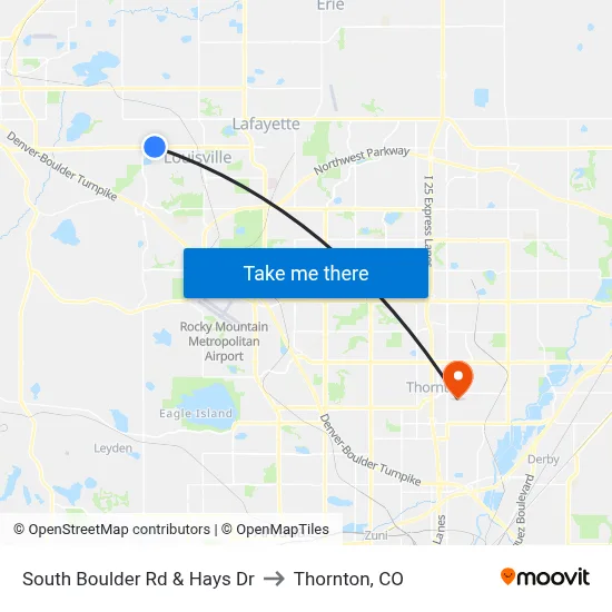 South Boulder Rd & Hays Dr to Thornton, CO map