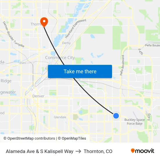 Alameda Ave & S Kalispell Way to Thornton, CO map