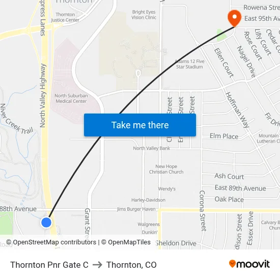 Thornton Pnr Gate C to Thornton, CO map