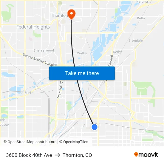 3600 Block 40th Ave to Thornton, CO map