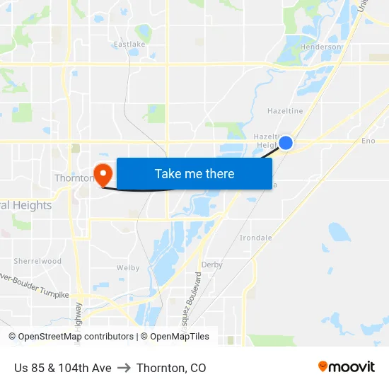 Us 85 & 104th Ave to Thornton, CO map