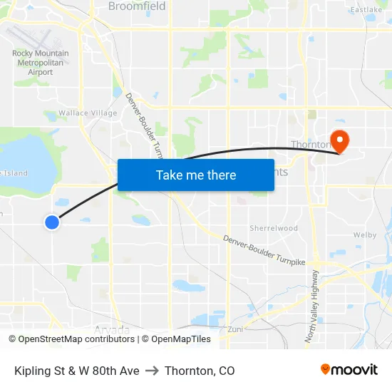 Kipling St & W 80th Ave to Thornton, CO map
