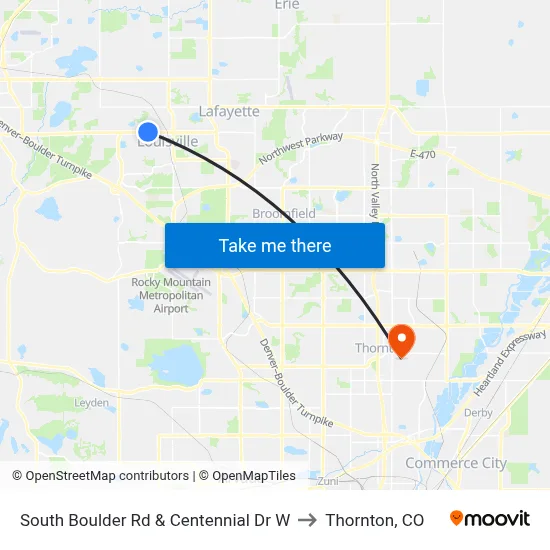 South Boulder Rd & Centennial Dr W to Thornton, CO map