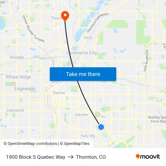 1900 Block S Quebec Way to Thornton, CO map