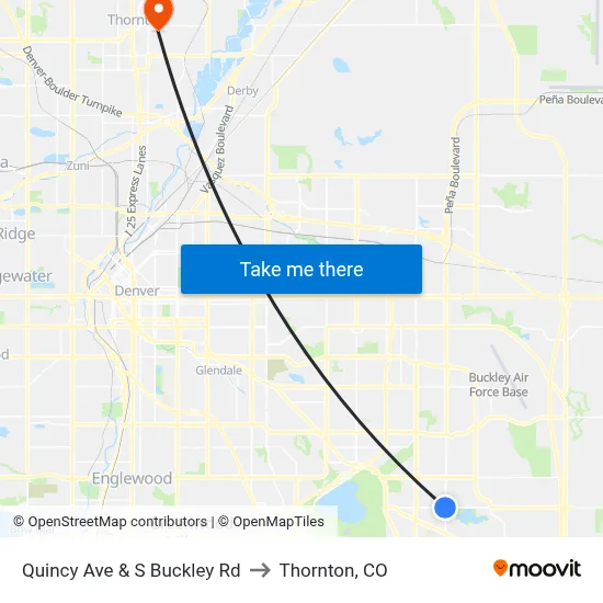 Quincy Ave & S Buckley Rd to Thornton, CO map