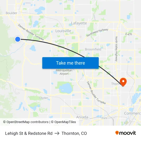 Lehigh St & Redstone Rd to Thornton, CO map