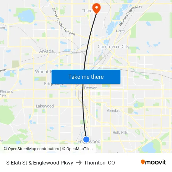 S Elati St & Englewood Pkwy to Thornton, CO map