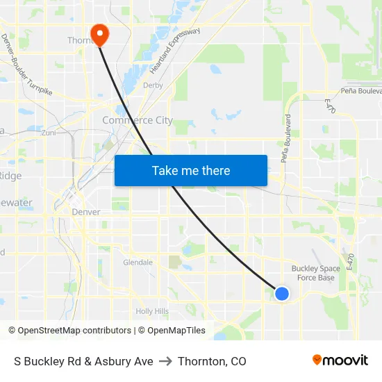 S Buckley Rd & Asbury Ave to Thornton, CO map