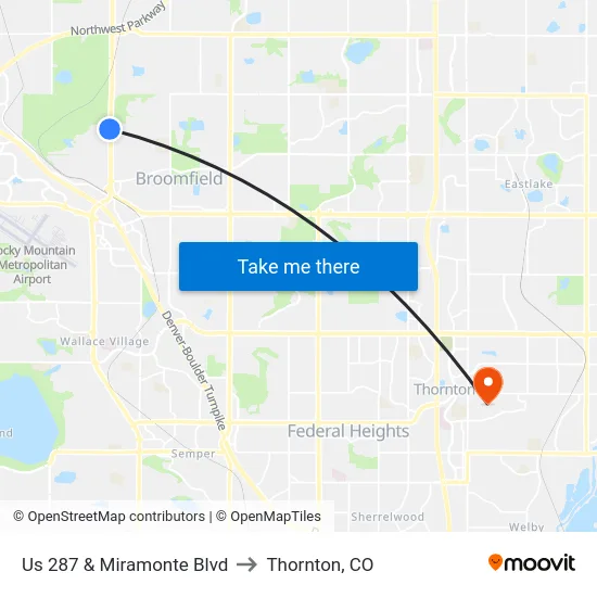 Us 287 & Miramonte Blvd to Thornton, CO map